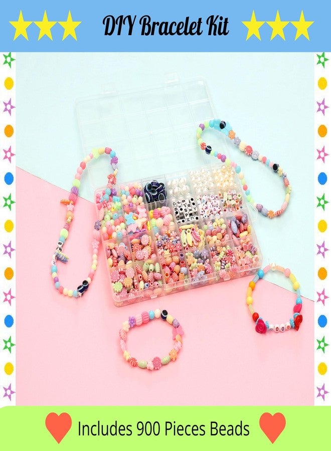 ambitieux DIY Bracelet Making Kit - 700+ pcs24 Colorful Beads, 10m Elastic Thread, Jute Bag, and Cutter - Gift for Girls Birthdays (Multicolor Mix 2) - Image 2